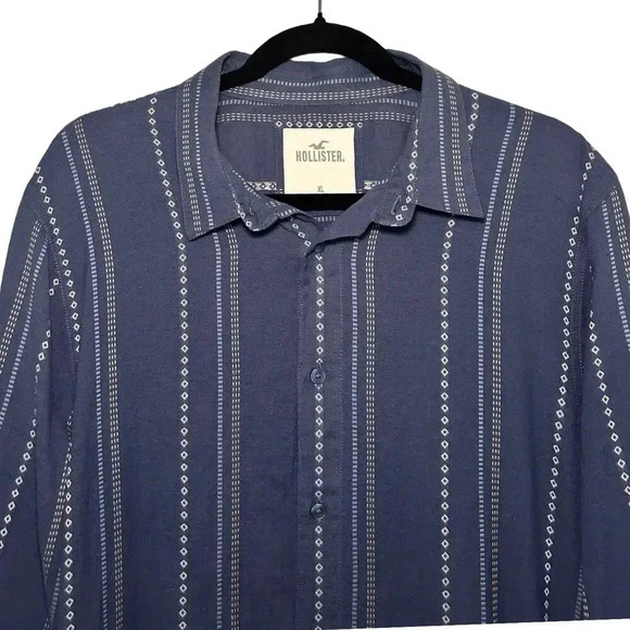 NWOT Hollister Men’s Long Sleeve Button Down Shirt Blue Size XL - Picture 3 of 7